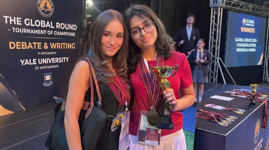 Park Lane students Veronika and Minha win top debating and writing awards at the Global Round